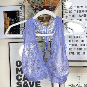 Savage X Fenty - Purple Lace Sheer Racerback Bralette - Size Medium-Large